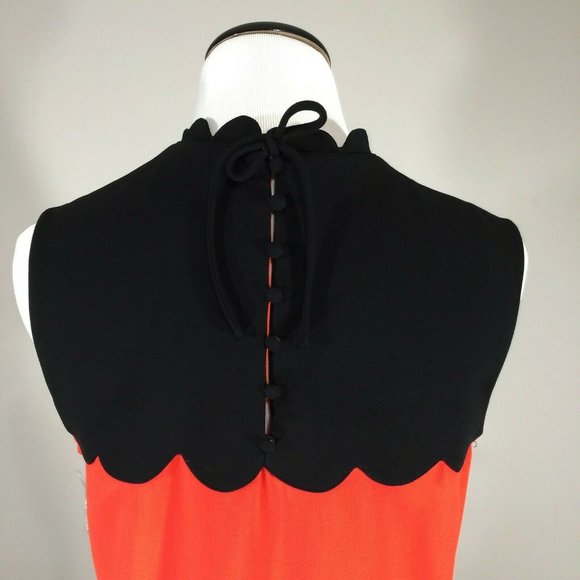 New Victoria Beckham Colorblock Scallop Drop Waist Dress M Sleeveless Flounce - Picture 3 of 9